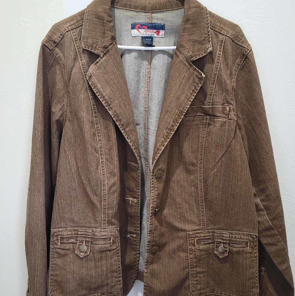 Swak jeans brown jean jacket - size 18/20W